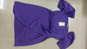 Purple Puff Sleeve Square Neck Dress