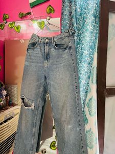 Ripped Wide Leg Jeans