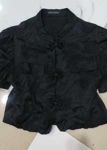 Elegant Black Asian-Inspired Blouse Chinese top