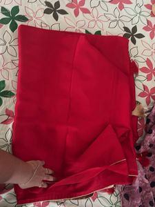 Vibrant Red Saree with Tassels