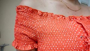 Orange Smocked Off-Shoulder Dress