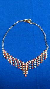 Red and white stone necklace