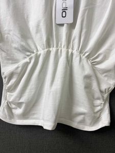 Chic White Ruched Waist Top