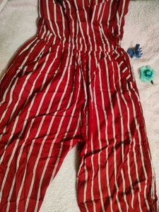 Striped Maroon Jumpsuit