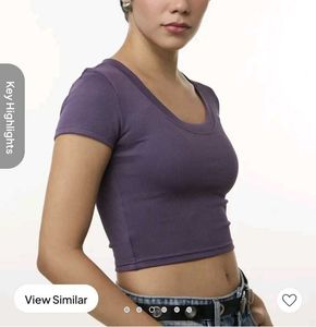 Purple Ribbed Crop Top