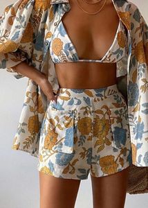 Floral Print three piece Bikini Set