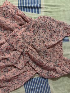 Pink Floral Smocked Puff Sleeve Top