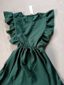 🇹🇭Chic Ruffle Sleeve Green Dress