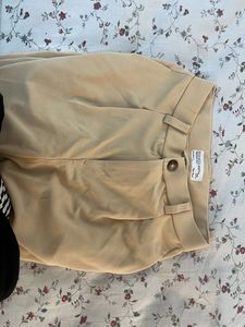 High Waisted Beige Wide Leg Trousers