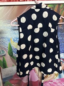 Navy Blue Polka Dot Sleeveless Top