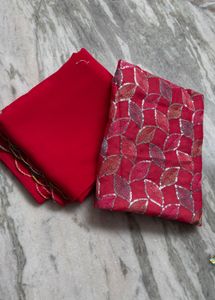 Vibrant Red saree Embroidered  blouse