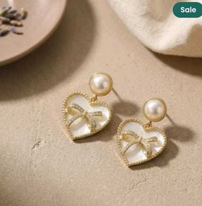 Heart Pearl Bow Earrings