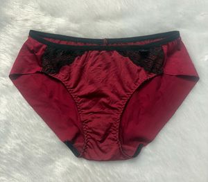 Lace Trimmed Burgundy Briefs