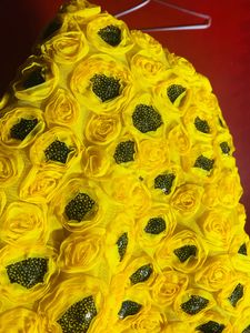 Chic Yellow &amp; Black Textured Dress