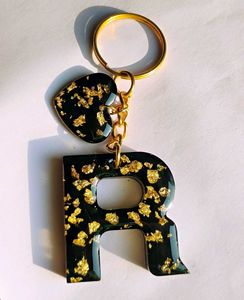 Handmade 'R' Letter Resin Keychain