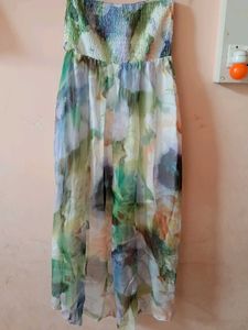 Beautiful Print Strapless party wear Dress