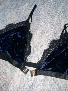 Velvet Lace Trim Bra