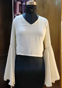 Elegant Bell Sleeve Crop Top