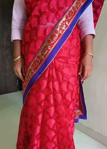 Elegant Red Embroidered Saree with blouse