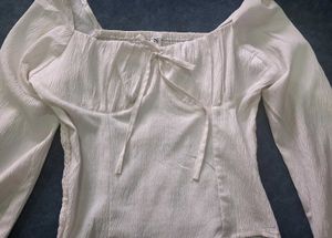 White sweetheart neckline Top
