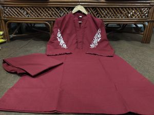 Maroon Embroidered Co-Ord Set
