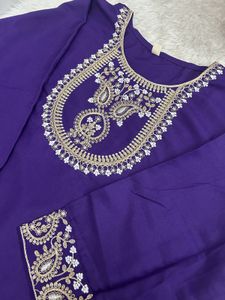 Embroidered Purple Kurta Set