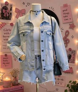 y2k Denim Jacket & Shorts Set
