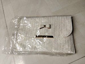 White &amp; Gold Clutch Bag