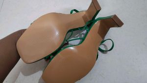 Green Heels with Clear Straps