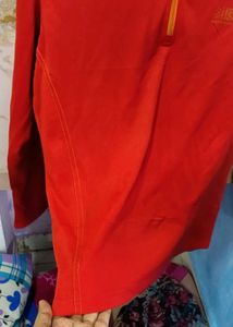 Red Long Sleeve Zip-Up Top