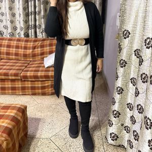 Stylish Knit Dress with Cardigan