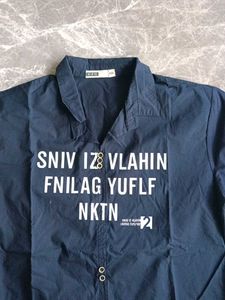 Men's Navy Graphic Print Short Sleeve Shirt