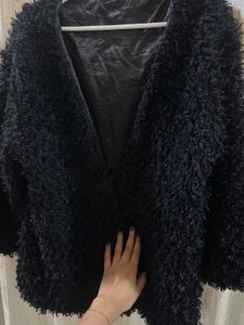 Black Faux Fur Open Front Jacket / Shrug – Korean