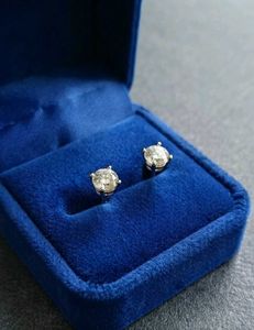 Sparkling Stud Earrings in Blue Box
