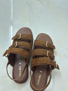 WESTSIDE- Brown Buckled Strap Sandals