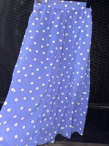 Blue Polka Dot Midi Skirt