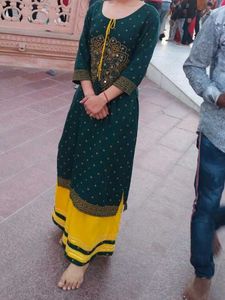Beautiful Green Kurta with Mirror Work