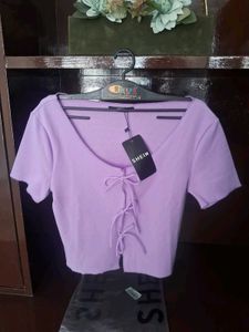 Lavender Tie-Front Crop Top