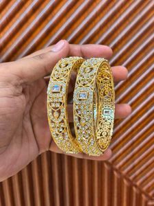 Exquisite Gold-Plated CZ Bangles