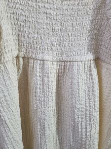H&amp;M Cream Ruffled Sleeve Mini Dress