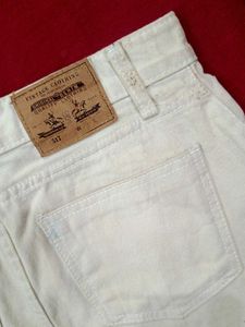 Levi's Cream Denim Mini Skirt