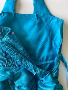 Stunning Ruched Halter Neck Blue Gown