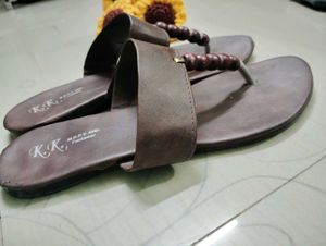 Brown Beaded Thong Sandals
