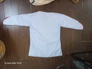 Light Blue Kurta with Red Accents