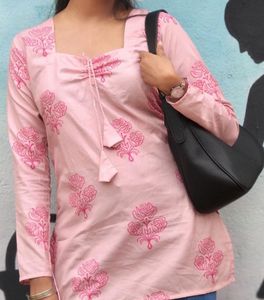 Pink Floral Print Kurta