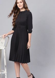 Black Accordian Pleats Aline dress