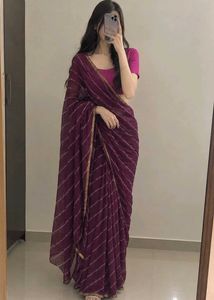 Elegant Purple Striped Saree