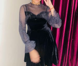 Elegant Black Velvet Dress