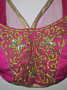 Wedding Lehenga Choli Pink N White Sider