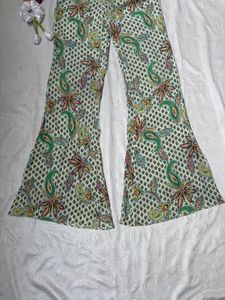 Zara Boho Paisley Print Wide Leg Pants